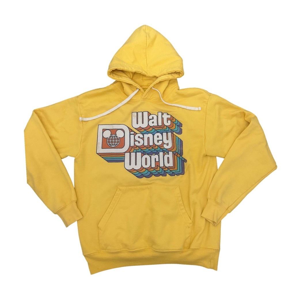 Disney Parks Walt Disney World Retro‎ Graphic Hoodie Yellow Small